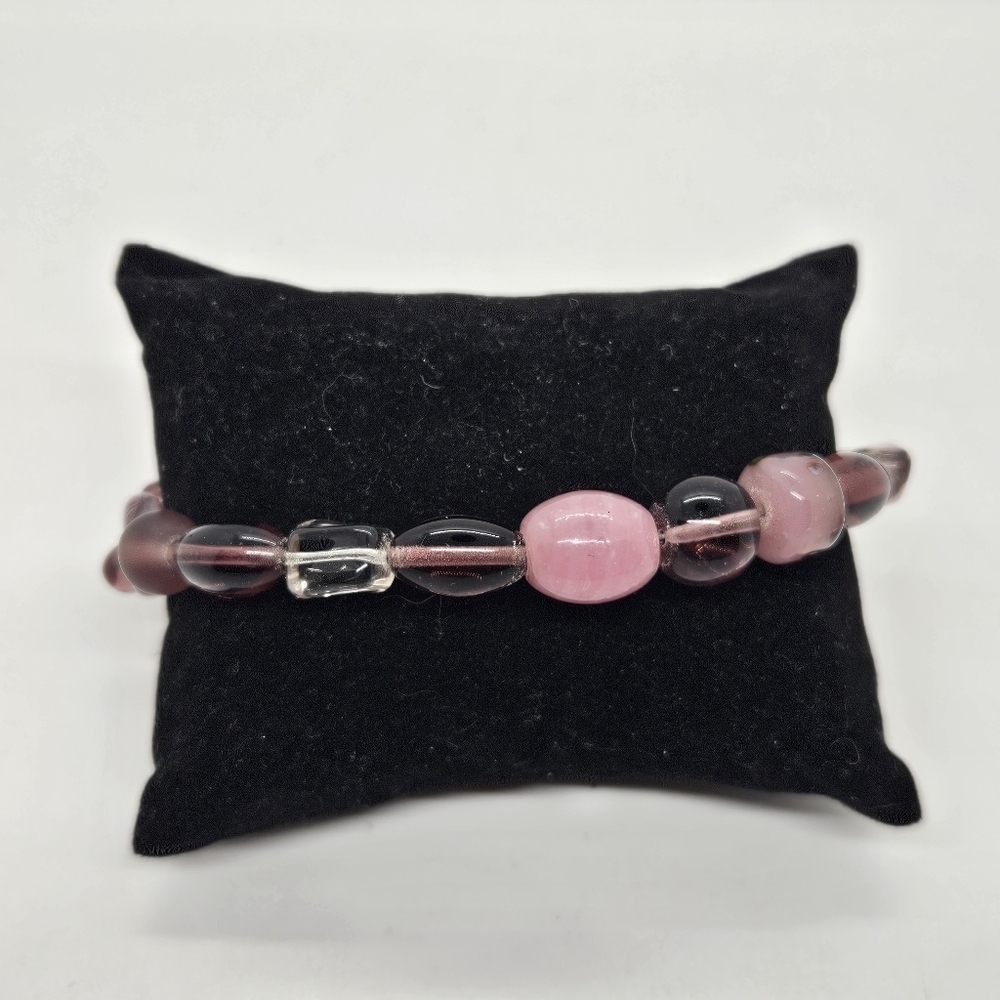 purple glass bead toggle bracelet 9 inch wearable length